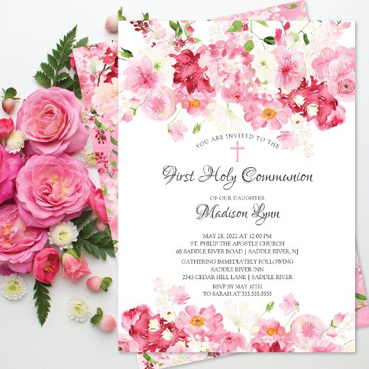 Invitation Le printemps fleurit la communion florale