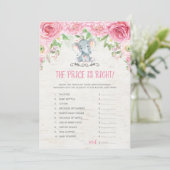 Invitation Le prix est droit rose Elephant jeu Baby shower (Debout devant)