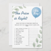 Invitation Le prix est juste jeu de douche Balloon Eucalyptus (Devant)