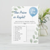 Invitation Le prix est juste jeu de douche Balloon Eucalyptus (Debout devant)