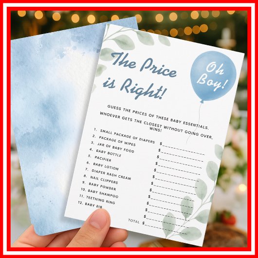 Invitation Le prix est juste jeu de douche Balloon Eucalyptus