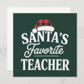 Invitation Le professeur préféré du Père Noël enseigne aux ét (Devant / Derrière)