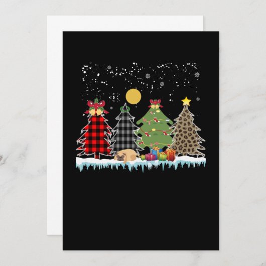 Invitation le pug dort pendant la saison de Noël (Devant / Derrière)