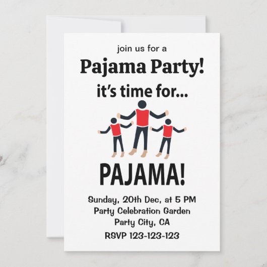 Invitation Le pyjama est l'heure du pyjama (Devant)