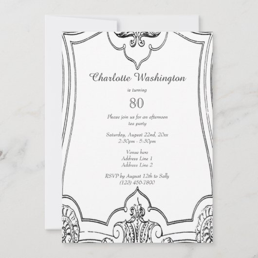 Invitation Le quatre-vingtième double d'anniversaire de (Dos)