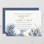 Invitation Le récif bleu | FIANÇAILLES Mariage nautique (Devant / Derrière)