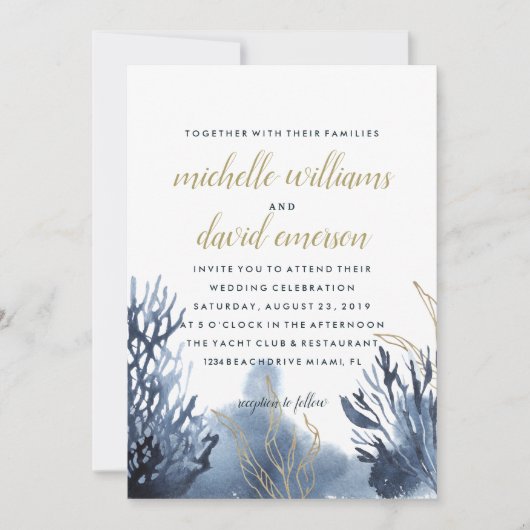 Invitation Le récif bleu | Mariage nautique (Devant)