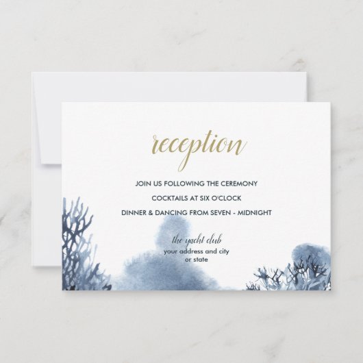 Invitation Le récif bleu | Nautical Wedding réception (Devant)