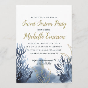 Invitation Le récif bleu Sweet sixteen nautique