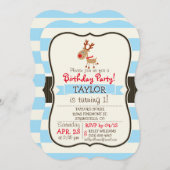 Invitation le renne à nez rouge ; les bandes bleues (Devant / Derrière)