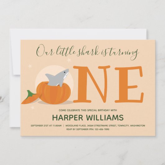 Invitation Le requin devient un Citrouille premier anniversai (Devant)