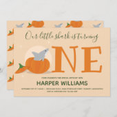 Invitation Le requin devient un Citrouille premier anniversai (Devant / Derrière)