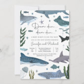 Invitation Le requin sous le Baby shower d'animaux marins (Devant)