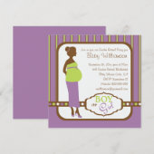 Invitation Le rétro genre pourpre et vert de bébé indiquent (Devant / Derrière)