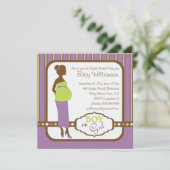 Invitation Le rétro genre pourpre et vert de bébé indiquent (Debout devant)