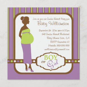 Invitation Le rétro genre pourpre et vert de bébé indiquent