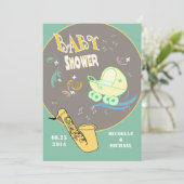 Invitation Le rétro jazz couple le baby shower (Debout devant)
