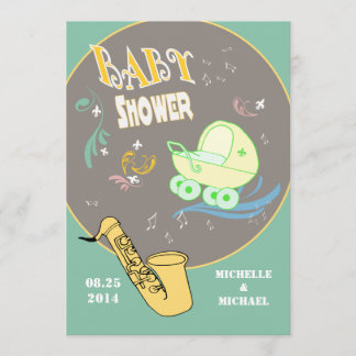 Invitation Le rétro jazz couple le baby shower