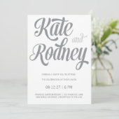 Invitation Le rétro mariage 311 fait sur commande gris me (Debout devant)