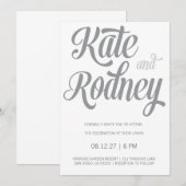 Invitation Le rétro mariage 311 fait sur commande gris me (Devant / Derrière)