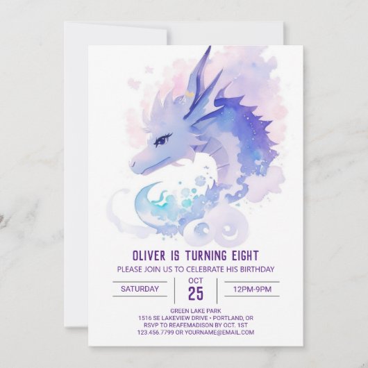 Invitation Le rêve d'anniversaire d'Enchanted Dragon (Devant)