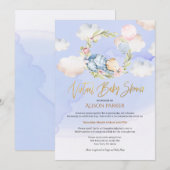 Invitation Le rêve nuageux de l'ours des bois | Baby shower v (Devant / Derrière)