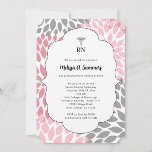 Invitation Le RN soignent goupiller floral gris de rose