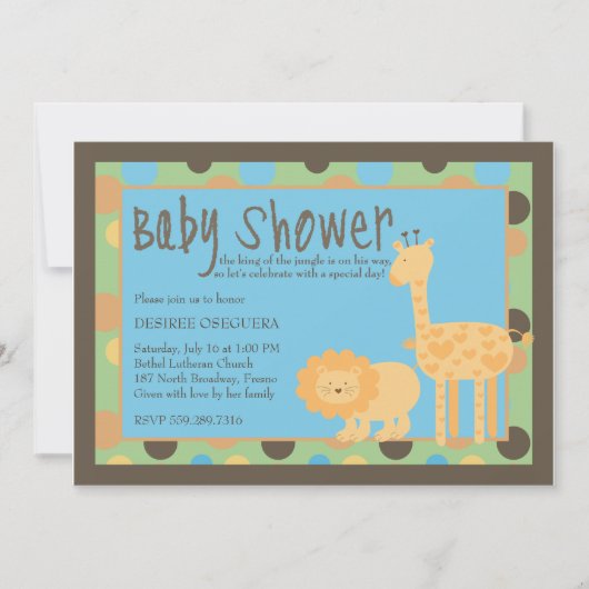 Invitation Le Roi bienvenu baby shower de jungle (Devant)