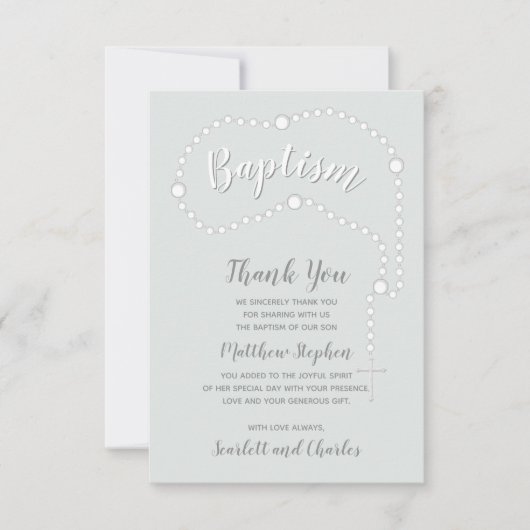 Invitation Le Rosaire du Baptême sur le bleu en poudre (Devant)