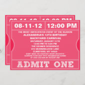 Invitation Le rose admettent une fête d'anniversaire (Devant / Derrière)