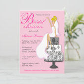 Invitation Le rose chic sur la Fête de l'mariée des mariées r (Debout devant)