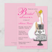 Invitation Le rose chic sur la Fête de l'mariée des mariées r (Devant / Derrière)