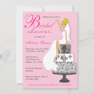 Invitation Le rose chic sur la Fête de l'mariée des mariées r