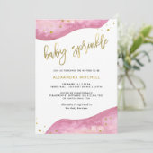 Invitation Le rose d'aquarelle et le bébé de Geode d'or (Debout devant)