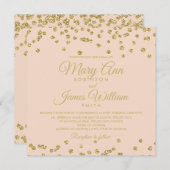 Invitation Le rose de confettis de parties scintillantes de (Devant / Derrière)