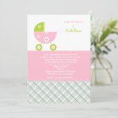 Invitation Le rose de voiture d'enfant arrosent l'invitation (Debout devant)