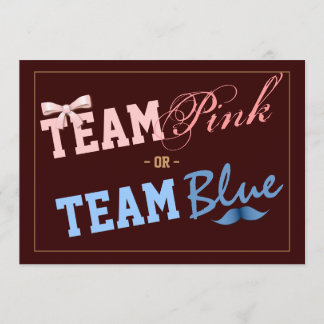 Invitation Le rose d'équipe ou le genre de bébé bleu d'équipe