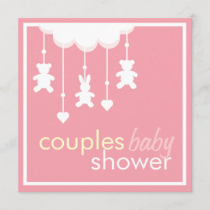 Invitation Le rose doux couple l'invitation de baby shower