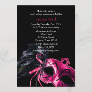 Invitation Le rose et le noir déguisent l'invitation de boule