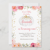 Invitation Le rose et l'or de fille notre citrouille tourne (Devant)