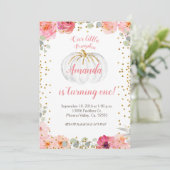 Invitation Le rose et l'or de fille notre citrouille tourne (Debout devant)