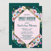 Invitation Le rose fleurit le bonbon vert 16 à jade (Devant / Derrière)