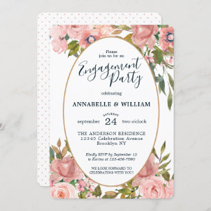 Invitation Le rose floral moderne rougissent partie de
