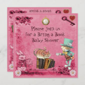 Invitation Le rose fou de chapelier et de chat de Cheshire (Devant / Derrière)