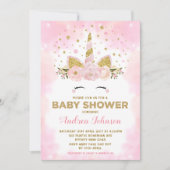 Invitation Le rose magique de licorne opacifie le baby shower (Devant)