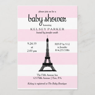 Invitation Le rose parisien barre le baby shower de Tour