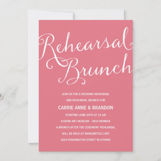 Invitation Le rose rougissent brunch chic rustique de (Devant)