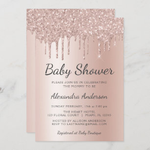 Invitation Le rose roux - Baby shower de la Rose Gold Girl
