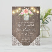 Invitation Le rose rustique fleurit le mariage de dentelle de (Debout devant)