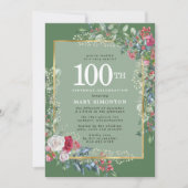 Invitation Le Rose rustique Holly Berries 100e fête d'anniver (Devant)